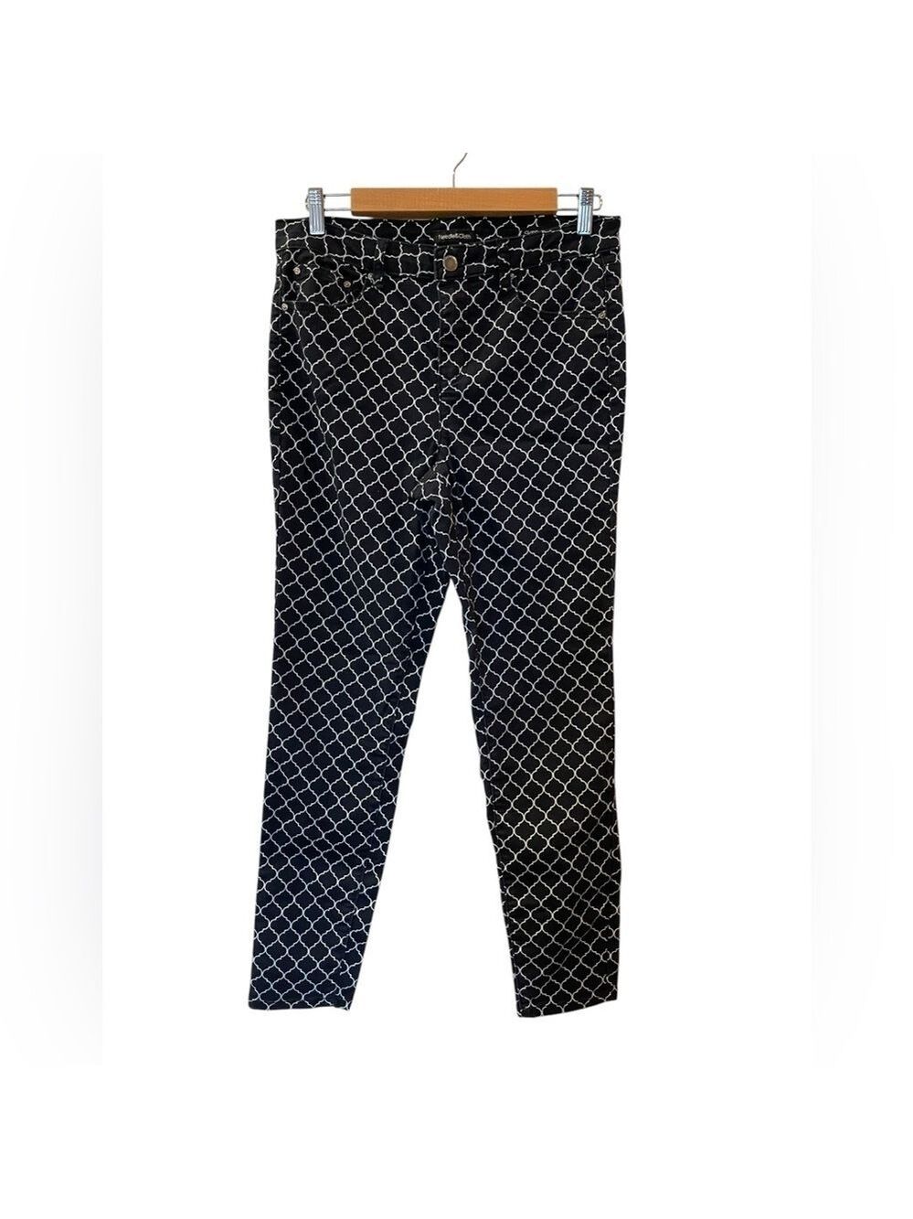 Needle & Cloth Women’s Black & White Diamond Pattern Pants Size: 10